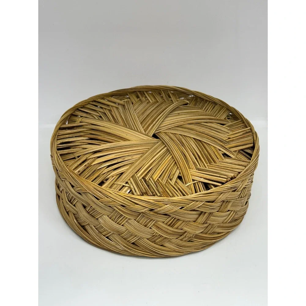 VTG Woven Wicker Coaster Set Brown Rattan Boho Coastal Home Decor 7 Piece Round